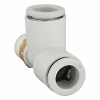 SMC Push-Fit Tee Fitting: 1/8 in Pipe x 8 mm OD x 8 mm OD Size, 36 29/32 mm Overall Lg, White (MPN KQ2Y08-01AS)