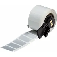 Pre-Cut Label Stock Roll: 1/2 in x 1 in, 1 in x 1/2 in, Polyester, Halogen-Free/Metal Detectable (MPN M6-17-435)
