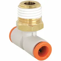 SMC Push-Fit Tee Fitting: 5/32 in OD x 5/32 in OD x 1/4 in Pipe x 5/32 in Pipe Size, White (MPN KQ2T03-35AS)