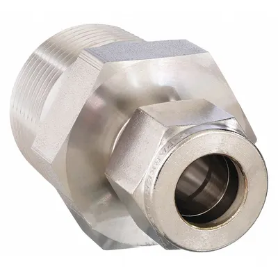 PARKER Compression Fitting Adapter: 1/16 in OD x 1/8 in Pipe Fitting Size - Double-Ferrule Stainless Steel Fittings