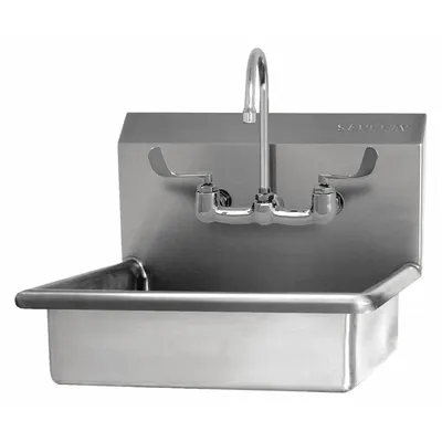 SANI-LAV Hand Sink: 1 Stations, 6 in Bowl Dp, 16 in Bowl Lg, 12 1/2 in Bowl Wd - One-Station Wall-Mounted Hand Sinks with Faucets