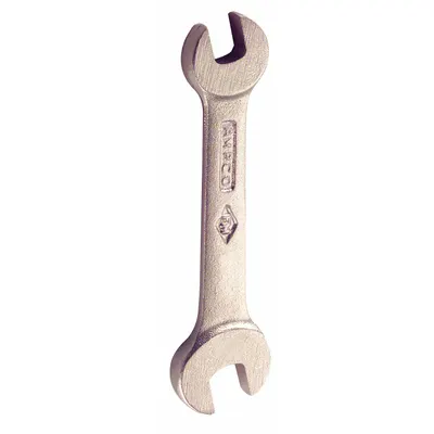 AMPCO Open End Wrench: Aluminum Bronze, Natural, 17 mm_22 mm Head Size, 8 in Overall Lg - Metric, Double End, Open End Nonsparking Wrenches