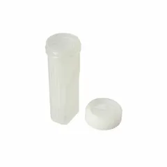 This staining jar, made from polypropylene copolymer, is designed for holding and processing microscope slides in laboratory staining procedures. With a height of 98 mm and width of 30 mm, it accommodates up to 4 samples. Suitable for use in histology, pathology, and other lab applications requiring slide staining.