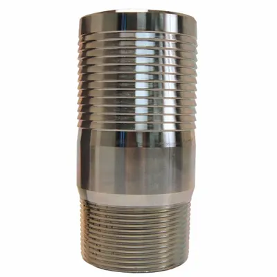 DIXON Barbed Hose Fitting: For 3 in Hose I.D., Steel x Steel, 3 in x 2 in Fitting Size - Multipurpose (Air, Water, Chemical) Barbed Combination Nipples