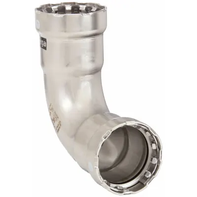 VIEGA MEGAPRESS Crimp Elbow Fitting: 3/4 in Pipe x 3/4 in Pipe Size, Press-fit x Press-fit - Potable Water Stainless Steel Press Fittings