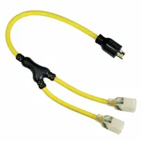 POWER FIRST Cord Adapter: 3 ft Lg, 12 AWG, L14-20P Plug, L5-20R Receptacle, Yellow, 125V AC