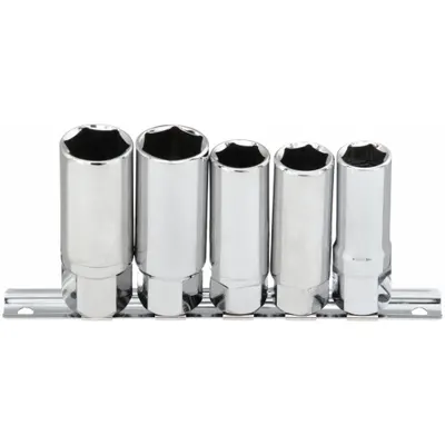 WESTWARD Spark Plug Socket Set: 1/2 in Drive Size, 5 Pieces, (5) 6-Point - SAE & Metric Spark Plug Socket Sets