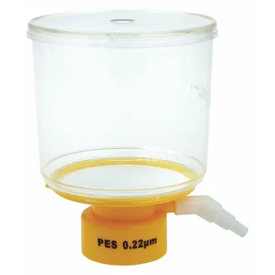 LAB SAFETY SUPPLY Bottle Top Filter: 0.22 um Max Particle Size, 90 mm Dia, PES, 500 mL Upper Capacity - Bottle Top Filters