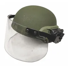 Clear polycarbonate riot face shield with pivot design and 6-inch length. Provides impact protection for security and law enforcement personnel during riot control and civil disturbance operations.