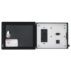 This Profibus panel interface provides a 120V GFCI receptacle and a 9-pin D-sub terminal block for network connections. It features a 5 A reset and an IP66 rating for protection against dust and water ingress. Suitable for industrial automation and process control applications requiring a combined power and data interface.