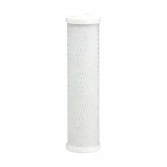 Under-sink water filter cartridge with carbon media for sediment reduction. 0.5 micron rating, 1,000-gallon service life. Used in point-of-use drinking water systems to improve taste and clarity.