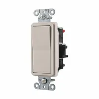 HUBBELL Wall Switch: Rocker Switch, Single Pole, Maintained, Light Almond, 120/277V AC, 15 A (MPN DS115STLA)