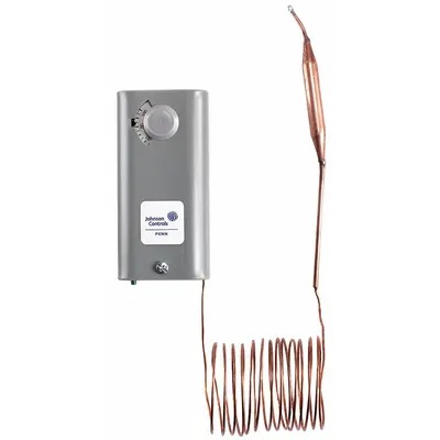 JOHNSON CONTROLS Line Volt Mechanical Tstat: -30° to 100°F, Steel, Adj - Indoor Single-Stage Controls