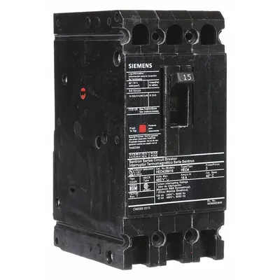 Siemens Molded Case Circuit Breaker: 15 A Amps, 42kA at 480V AC, Fixed, Load Side Lug - ED-Frame Siemens Molded Case Circuit Breakers