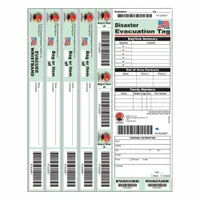 DISASTER MANAGEMENT SYSTEMS Evacuation Tag: Multi-Color, 8 1/2 in Overall Wd, Synthetic Paper, 20 PK (MPN DMS-05582)