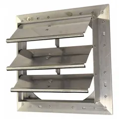 Replacement shutter for HVACR ventilation systems, designed to control airflow in exhaust and intake applications. Compatible with manufacturer part number 484X54. Suitable for use in commercial and industrial settings to protect fans and ducts while permitting air passage during system operation.
