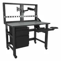 SAFCO PRODUCTS Computer Workstation: 0 Shelves, 2 Display Mounts, 62 in Overall Ht, 48 in Overall Wd (MPN TWTYP18TBLKSTGMBK)