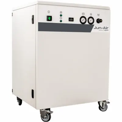 JUN-AIR Rocking Piston Compressor System: Enclosed, Oil Free, 2 hp, 4.7 cfm - Enclosed Laboratory Electric Air Compressors