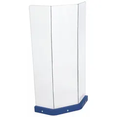 This safety shield provides a transparent barrier for benchtop use in laboratory environments. It helps protect personnel from splashes, spills, and flying debris during experiments. Overall width: 19 1/2 inches.