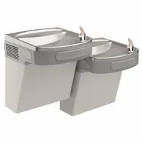 ELKAY Bi-Level Drinking Fountain: On-Wall, 25 5/16 in Ht, Front Pushbar, Non-Refrigerated, Gray (MPN EZSTLDDLC)
