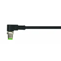 Cordset: M12 Male Right Angle X Bare Wire, 5 Pins, Black, PUR, 5 m Cable Lg, 4 A Max Current (A) (MPN 7000-12121-6350500)