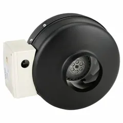 This Dayton in-line duct fan is designed for general-purpose ventilation in commercial or industrial settings. It moves air through 5-inch ducts at up to 183 cfm, with a single speed that is controllable. The steel housing has an IP54 rating for dust and splash protection, and the fan includes a mounting bracket for installation.