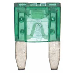Fast-acting automotive fuse rated 30 A at 32 V DC. Standard profile with indicating function for visual identification of a blown fuse. Suitable for overcurrent protection in vehicle electrical circuits such as lighting, audio systems, and auxiliary power. Supplied as a 2-pack.
