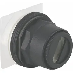 SCHNEIDER 9001SKS11 is a 30 mm panel-mount selector switch operator from the Series 9001SK. It features a maintained/maintained action with an E cam and a non-metallic switch bezel. This two-position operator is used in industrial control circuits for selecting between two states.