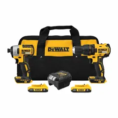 This 2-tool combination kit includes a 20V MAX* cordless drill/driver and screwdriver for drilling and driving applications. Each tool operates on a 20 V DC system, providing cordless mobility for fastening tasks in construction, woodworking, and general maintenance.