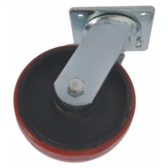 This complete wheel assembly is designed for use on lift tables and pallet positioners in material handling environments. It provides rolling support for equipment requiring controlled vertical movement and positioning.