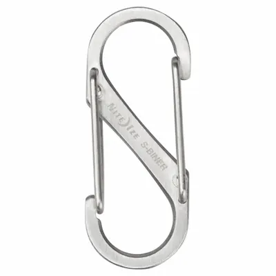 NITE IZE Double Carabiner: 5 lb Working Load Limit, Wire Gate - Load Rated S-Hook Double Snap Hooks