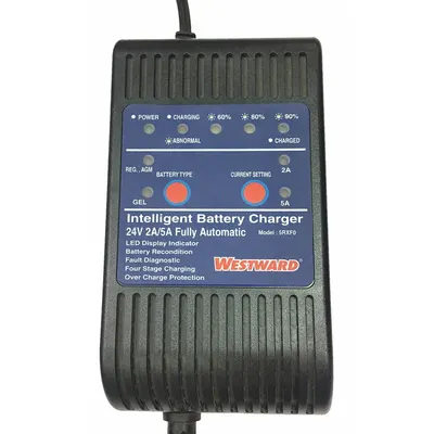 WESTWARD Battery Charger: Charging, Auto, For AGM/Gel/Lead Acid, Float, 6 ft Cable Lg - Mounted Battery Chargers