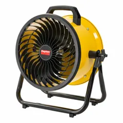 This Dayton circulating fan features a 10-inch aluminum blade and three-speed motor for directed airflow. It is non-oscillating and operates on 120V AC power. Suitable for home and office use, it measures 17 15/16 inches in height and 16 5/8 inches in width. Use for personal cooling or air circulation in small to medium rooms.