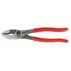 8 in overall length with 2 1/8 in jaw length and 3/4 in max jaw opening. Features standard cushion grip, dipped handles, and built-in wire cutter. Suitable for general gripping tasks in maintenance, assembly, and repair work.