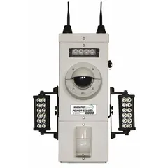 This portable mounted video surveillance system includes a 1080p dome camera and an LED Strobe Kit. It operates via a plug outlet power source and has an overall height of 33 inches. Suitable for temporary or permanent security monitoring in areas such as construction sites, parking lots, and event venues.