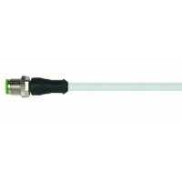 Cordset: M12 Male Straight X Bare Wire, 4 Pins, Gray, PUR, 5 m Cable Lg, 4 A Max Current (A) (MPN 7000-12021-2340500)