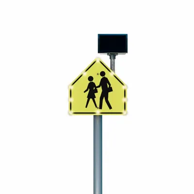 LED Traffic Signal Controller: 30 in Nominal Sign Size (W x H), Aluminum, S1-1 MUTCD - Flashing LED School Crossing Signs