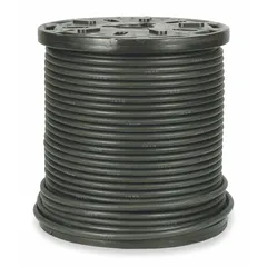 This bulk abrasion-resistant garden hose features a black EPDM cover and a 1 1/2 in inside diameter. It is 300 ft in length and operates within a temperature range of -40° to 210°F. Suitable for water discharge applications in industrial, construction, and agricultural settings.
