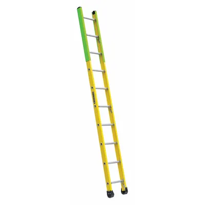 LOUISVILLE LADDER Straight Ladder: 10 ft Ladder Size, Fiberglass, 375 lb Load Capacity - Manhole Non-Conductive Fiberglass Ladders