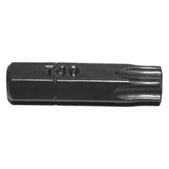 Insert Torx bit with T40 size and standard hex drive. Constructed from S2 steel for use in driving Torx head fasteners in assembly and maintenance tasks. Sold in a 5-pack.