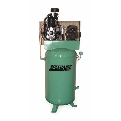 SPEEDAIRE Electric Air Compressor: 7.5 hp, 2 Stage, Vertical, 80 gal, 23.1 cfm, 175 psi - Pressure Lubricated Stationary Electric Air Compressors