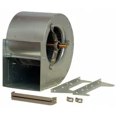 Belt-drive blower without drive pack, with 11 1/8-inch wheel diameter. Supports both clockwise and counterclockwise rotation for flexible ductwork configuration. Suitable for industrial air movement, ventilation, and exhaust applications in HVAC systems and commercial buildings.