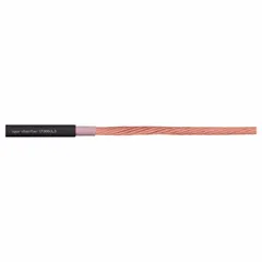 Single-conductor motor cable from the Chainflex CF300-UL series, rated at 1000 V with a TPR jacket. Includes a ground conductor and is UV/sunlight resistant. Suitable for fixed, flexible, and e-chain applications with minimum bend radius factors of 4x, 6x, and 7.5x OD respectively. Complies with VDW DESINA standards.