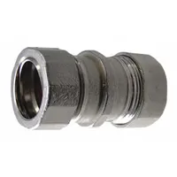 This compression conduit coupling joins two lengths of EMT conduit, providing a secure connection. Made of 316 stainless steel with a polished finish, it measures 2-11/16 in overall length and fits 1-1/2 in trade size EMT. UL listed