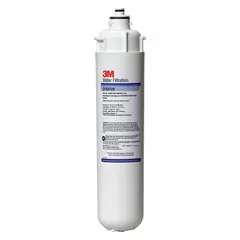 This quick-connect water filter is designed for drinking fountains and beverage machines. It uses granular activated carbon media to reduce chlorine odor, improving taste and clarity in commercial water dispensing applications. The filter has a flow rate of 1.5 gpm and a capacity of 4,800 gal.