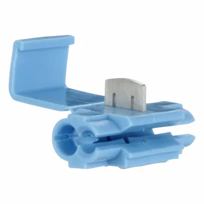 3M Insulation Displacement Connector: 2 Ports, Light Blue, 18 AWG – 14 AWG Run Size Range - Double-Port Run Tap Wire Connectors