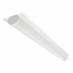 This LED strip light retrofit kit replaces two 96W fluorescent fixtures. It delivers 7340 lumens at 5000K color temperature, consumes 54 watts, and operates on 120 to 277V AC. The unit is dimmable via 0-10V control and is suitable for commercial and industrial lighting retrofits.
