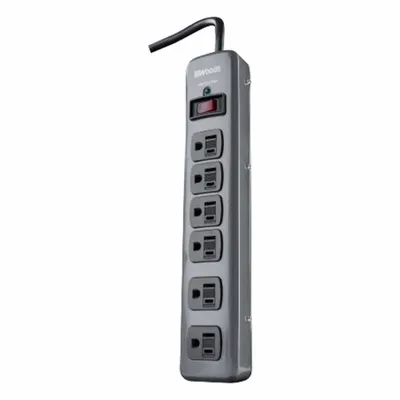 WOODS Surge Protector: 6 Outlets, 3 ft Cord Lg, 900 J Rated Energy, 15 A Current - Industrial Surge Protectors