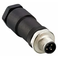 IFM M12 Circular Connector: T Coded, 4 Pin, M12 Male Thread, IP67, Screw Terminals, Straight, Nylon (MPN E12500)
