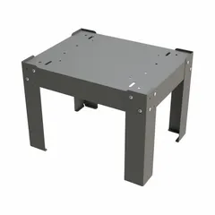 Steel base for compartmented-box cabinets, compatible with model 321B. Overall width 20 5/8 in, depth 16 1/8 in. Gray finish. Provides a stable foundation for storage cabinets in industrial settings.